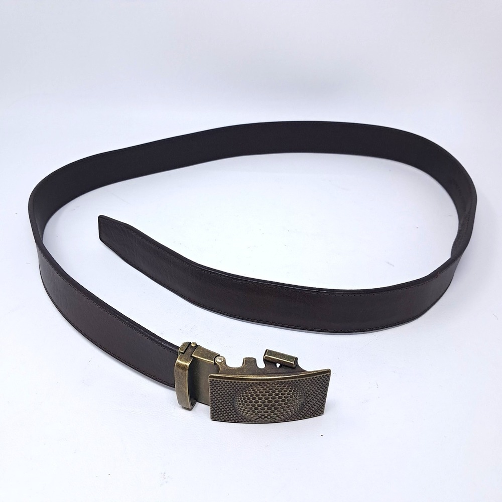 Anson Belt Golf Ball Ratchet Buckle Leather Adjustable Brown No Holes 37"- 44"